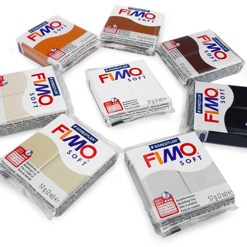 FIMO Soft Polymer Oven Modelling Clay - 57g - Set of 8 - Earth Tones - Image 1
